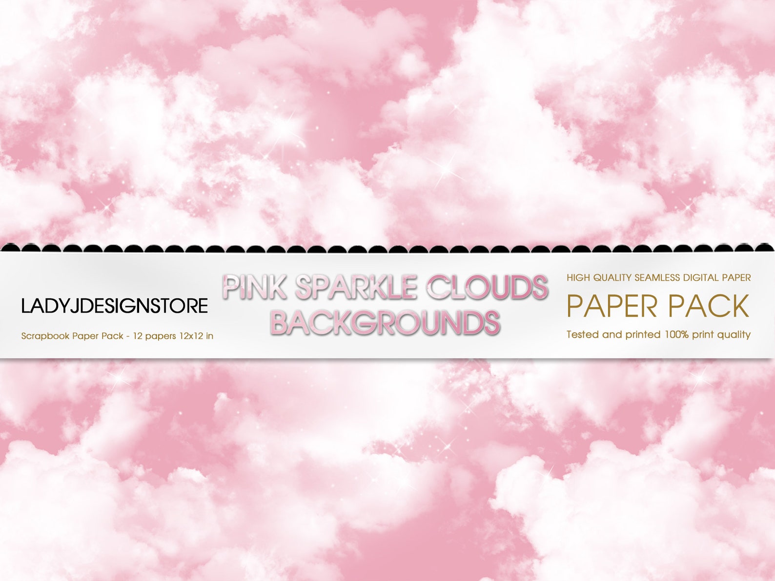 Pink Sparkle Clouds Seamless Background Texture Pink Sky With Etsy