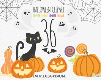 Digital ClipArt Halloween- 36 elements ClipArt Spooky, digital clipart, Pumpkin, Bat, Ghost