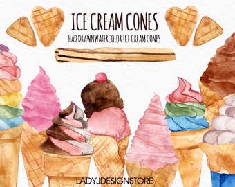 Ice Cream Watercolor Painting - Ice Cream Print - Ice Cream Watercolor Print - Ice Cream Art - Ice Cream Watercolor Painting