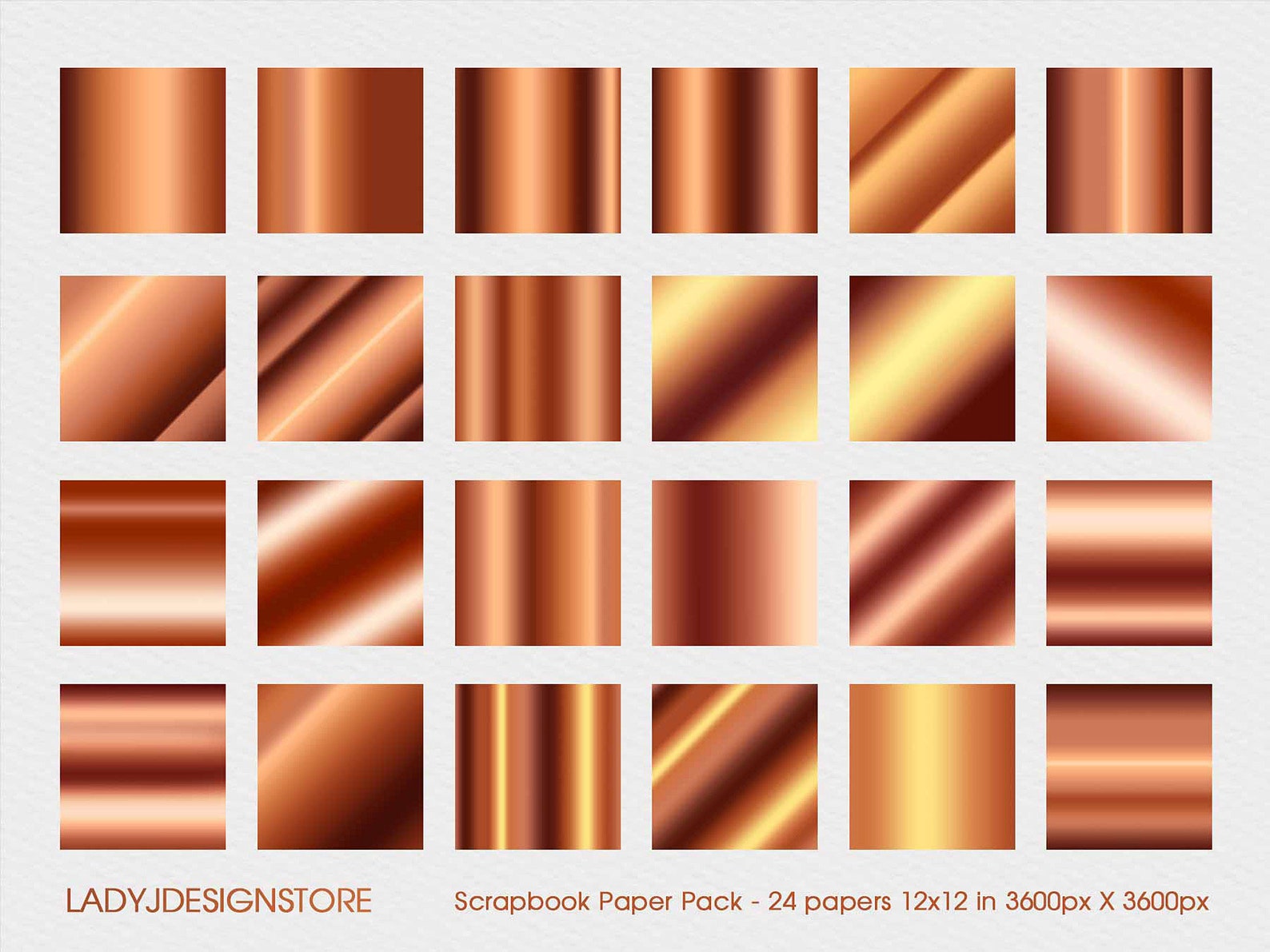 Copper Gradient Copper Digital Paper Copper Digital Foil Etsy