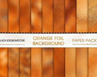 Orange metallic foil background, foil textures, shimmer printable backgrounds, orange  digital glam, metallic orange seamless textures
