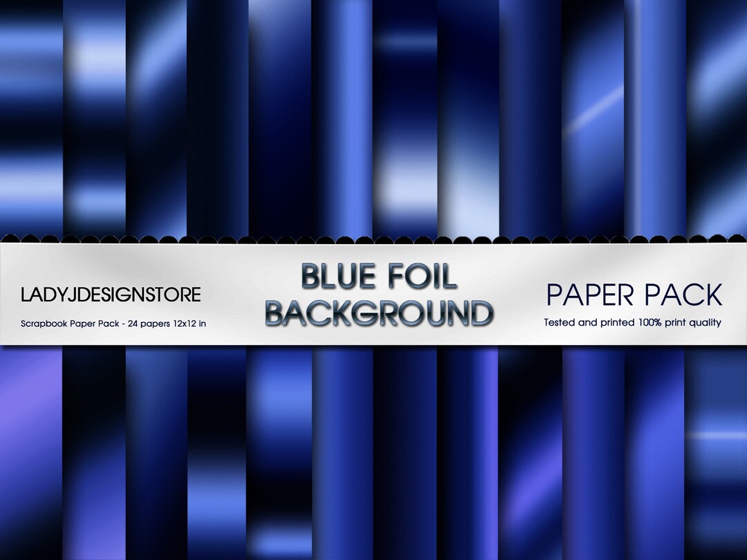 Blue Gradient, Blue Digital Paper, Blue Digital Foil, Metallic ...