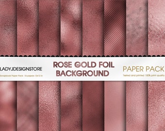 Rose Gold foil digital paper, foil textures, shimmer printable wedding backgrounds. rose gold digital glam, metallic foil textures, seamless