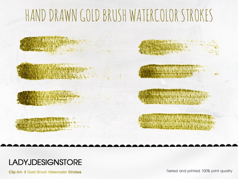 Download Watercolor Strokes Clip Art 8 Gold Metallic Brush ...