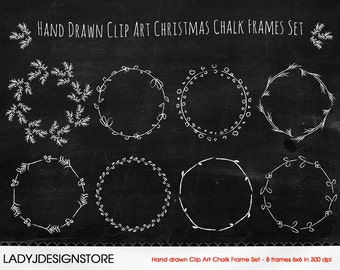 Hand drawn ClipArt Chalk Frames Set No.1 - 8 ClipArt Chalk Photo Frames easy to use, INSTANT DOWNLOAD, Original ClipArt