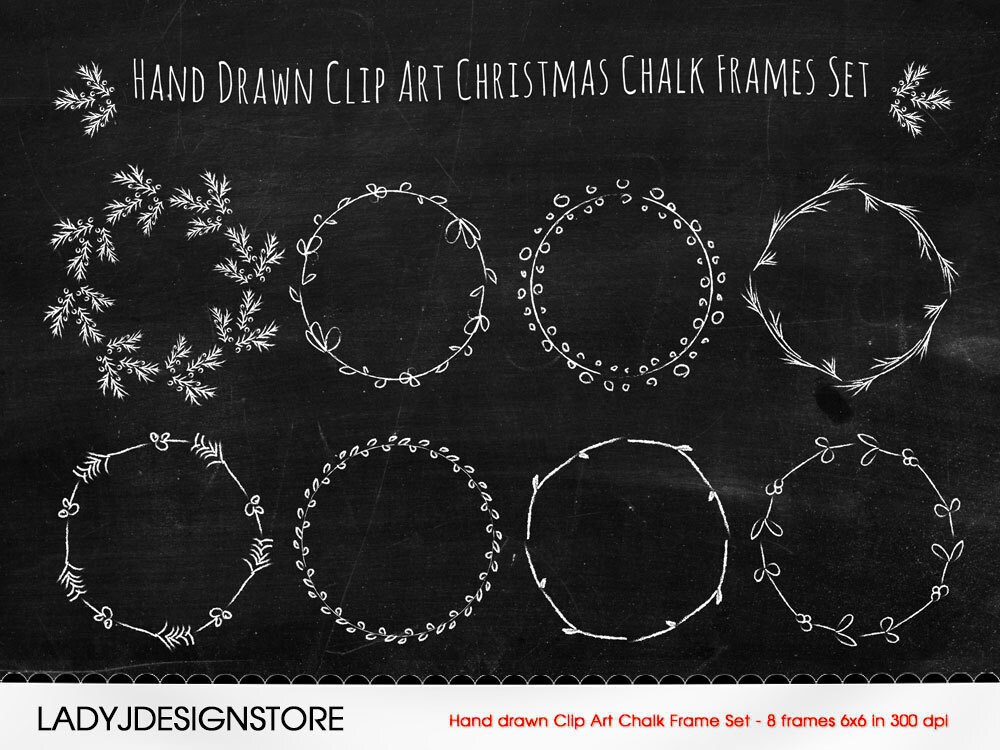 Hand drawn Clip Art Chalk Frames Set No.1 8 Clip Art Chalk Etsy