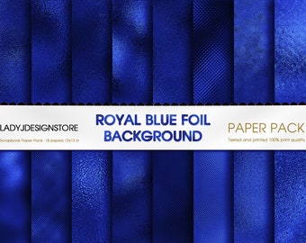 Royal Blue foil digital paper, foil textures shimmer printable backgrounds, Royal Blue digital glam metallic, Blue textures seamless papers