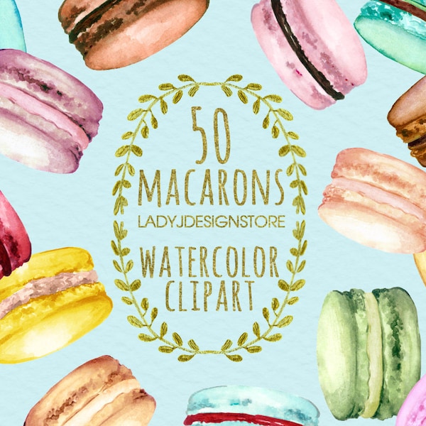 Macarons Watercolor Painting - Macarons Print - French Watercolor Print - Macaron Art - French Watercolor Painting - Baby Art - Clip Art