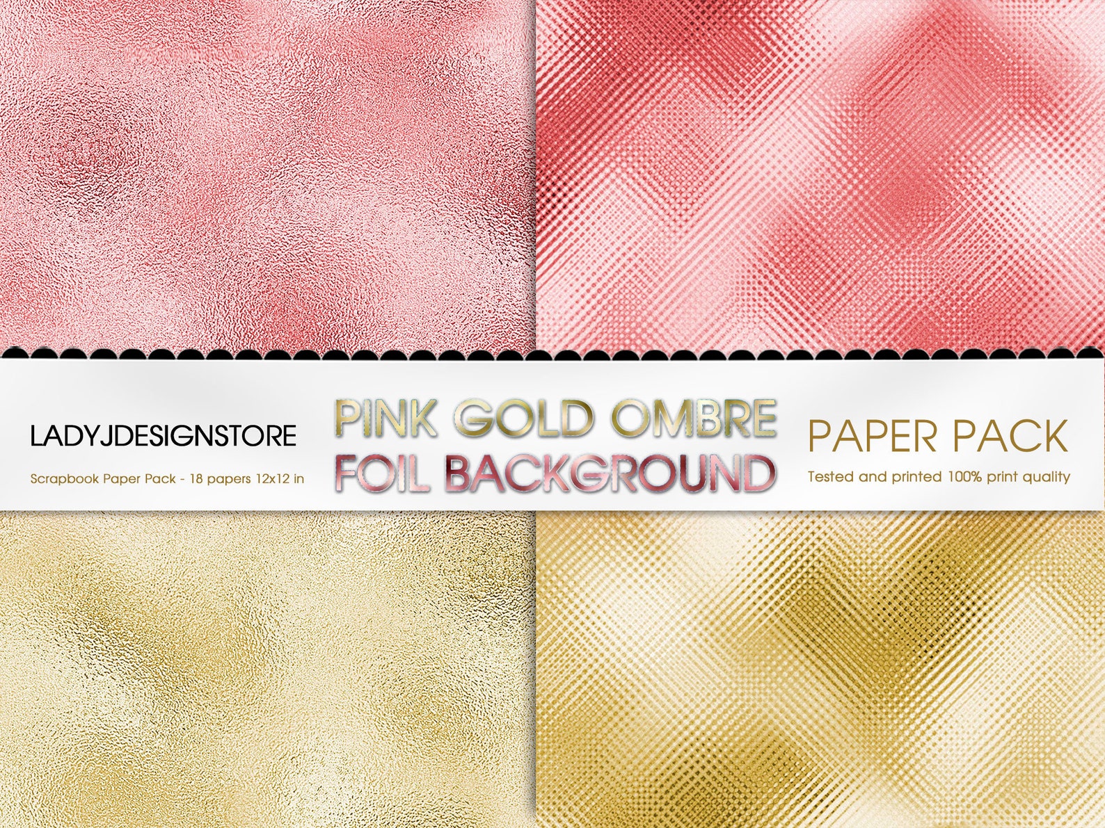 Pink and Gold Ombre Foil Background Digital Paper Ombre Pink Etsy