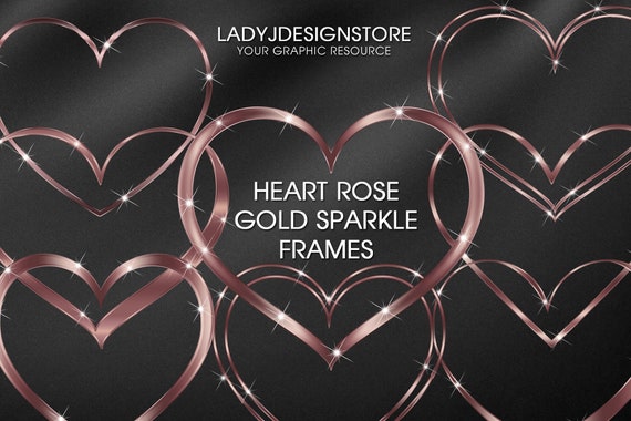 Rose Gold Glitter Heart Frame Clip Art Metallic Gold Heart - Etsy
