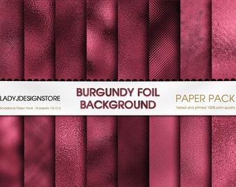 Burgundy foil digital paper, foil textures, shimmer printable backgrounds, burgundy digital glam metallic, burgundy textures seamless papers