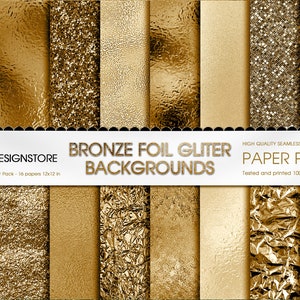 Bronze Foil Glitter  Digital Paper, Bronze Digital texture Paper Bronze Backgrounds, Bronze Glitter paper pack, Metallic Canva Background
