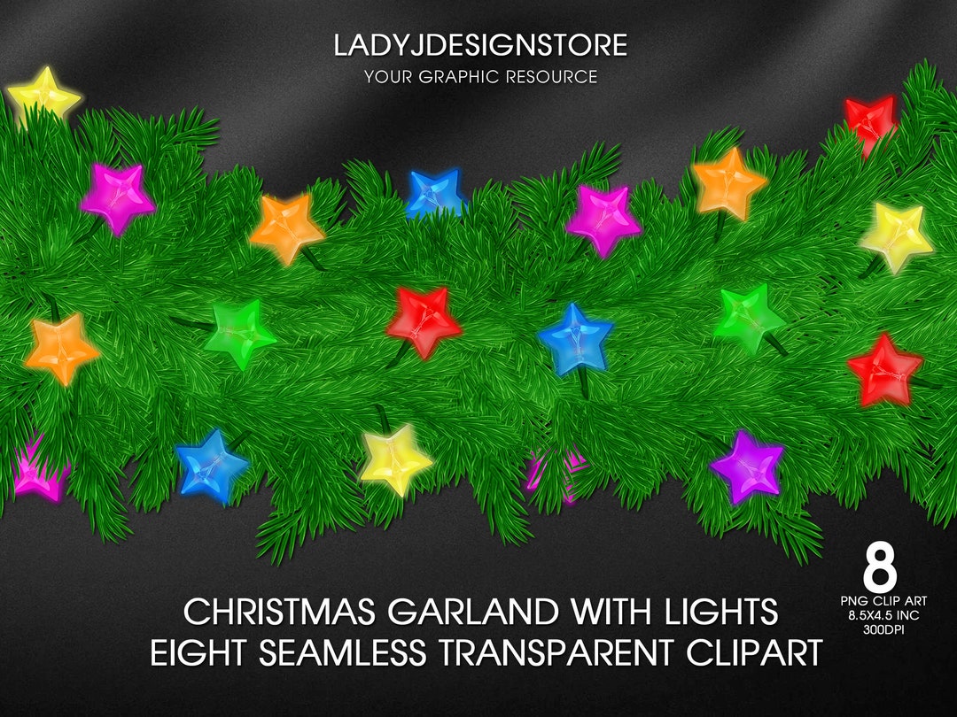 Christmas Garland With Lights, Trimming Christmas Ornaments Clip Art
