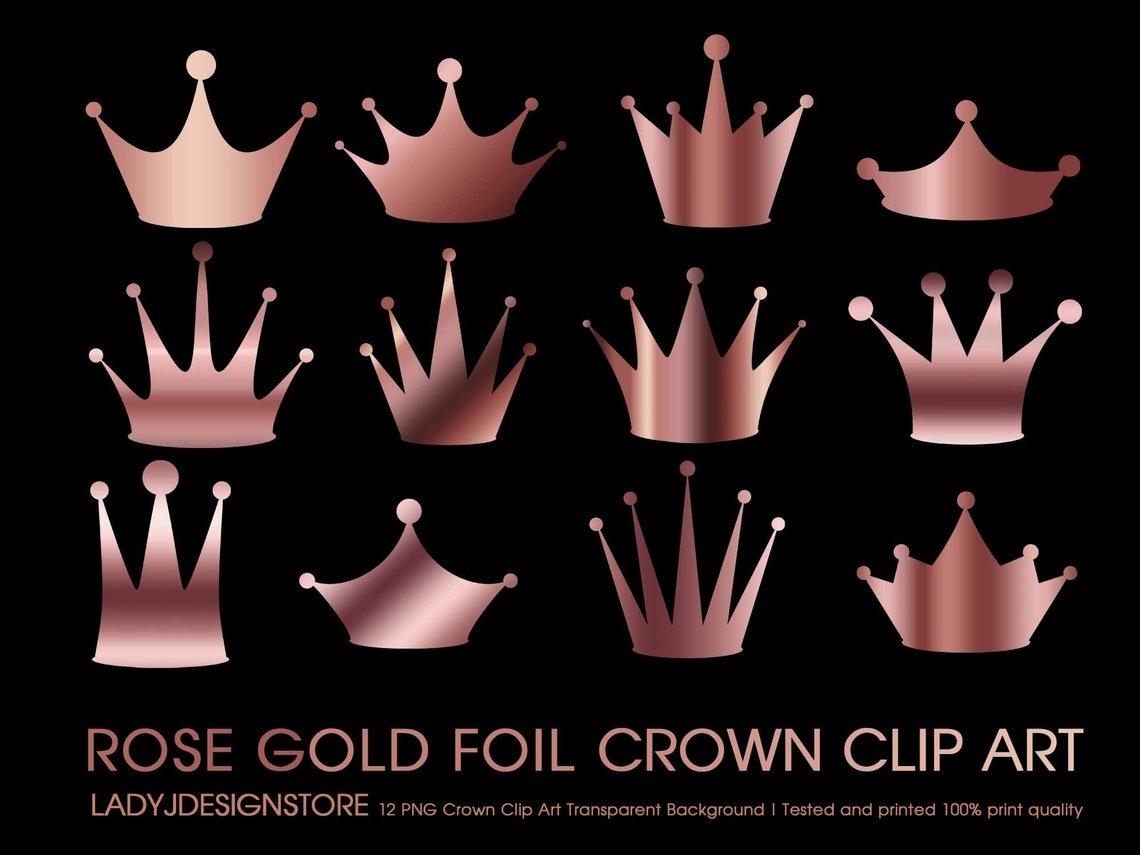 Rose Gold Foil Crown Clipart 12 Digital Clipart Crowns for Etsy