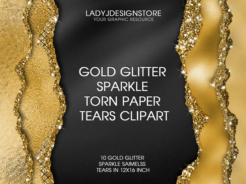 Gold Glitter Sparkle Torn Paper, Gold Tears Clipart, Glitter Gold Tear Borders, Gold foil Clipart, Gold foil Clipart, transparent PNG