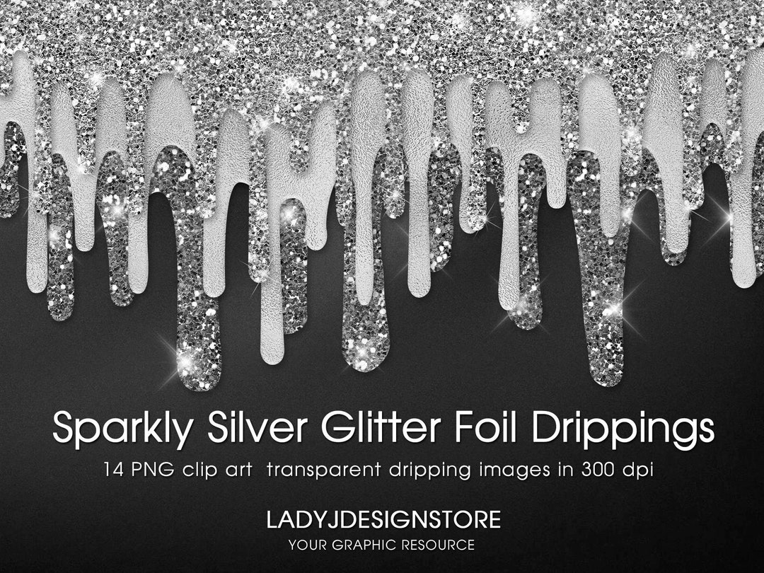 Sparkly Silver Glitter Foil Dripping With Sparcle Foil Drippings Silver