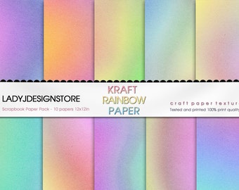 RAINBOW KRAFT PAPER digital background bright colors kraft paper, rainbow ,scrapbooking, backdrop, mint, pink, blue instant file download