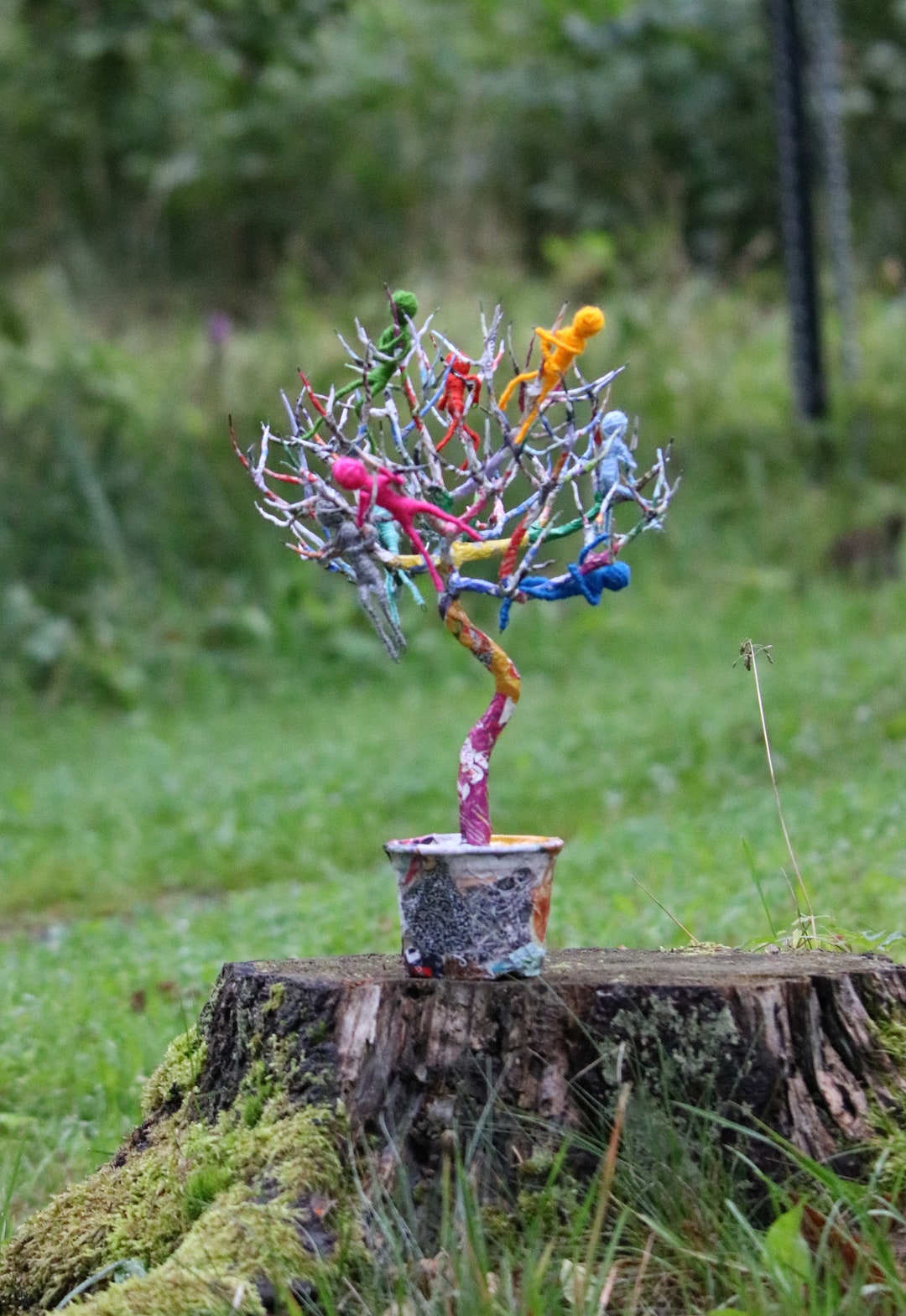 Colourful Home Decor, Tree Sculpture, Colourful Miniature People ...