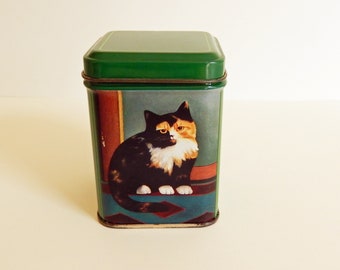 Vintage Cat Tin Empty tin / Collectable/ for the cat lover M Leman Design for J Luber