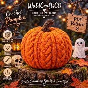 Cable Knit Pumpkin Pattern, Spooky Fall Decor, Halloween Knitting (PDF)