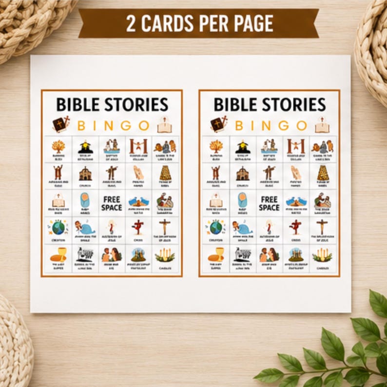 Bible Stories Bingo Printable Game | 50 Unique Cards | Christian ...