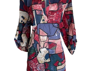 VTG dalin. Plus 3X Artsy Abstract Print Tunic Blouse Boho Whimsigoth Artsy Fall