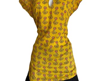 Blusa vintage LOFT Plus 20 amarilla con estampado floral y mangas con volantes, estilo Whimsigoth Cottagecore.