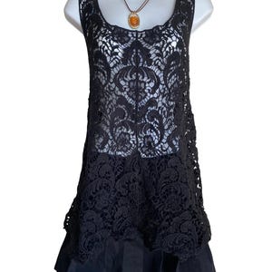 Vintage Lane Bryant Plus 22/24 Black Lace Tunic Blouse Fall Goth Whimsigoth Boho