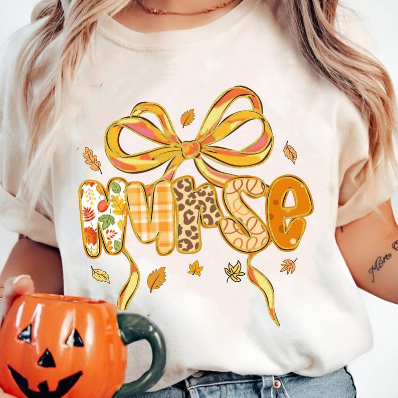 Fall Nurse Png, Autumn Pumpkin Nursing, Neon Halloween Nursing Fall Png ...