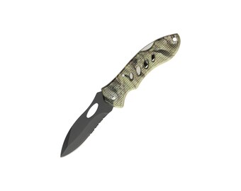 Rugged Camo Pocket Knife – 3.25" Serrated Blade – Perfect Outdoorsman Christmas Gift