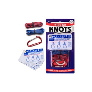 Essential Knot Tying Kit with Waterproof Cards - Includes 2 Cords & Carabiner | Ideal Christmas Gift for Men, Dad, Campers and Hikers