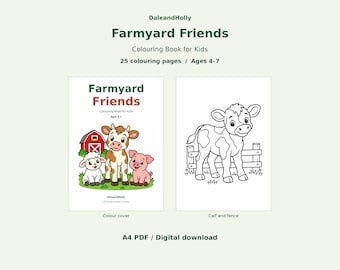 Farmyard Friends Colouring Book for Kids Ages 4–7, 25 Scenes, Printable A4 PDF