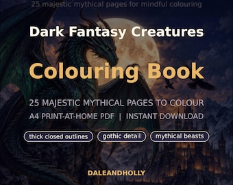 Dark Fantasy Creatures Colouring Book A4 Printable PDF 25 Mythical Pages Instant Download