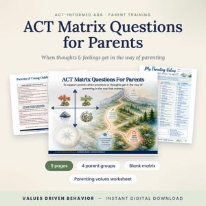 ABA Parent Training ACT Matrix, PDF Clinician Guide and Caregiver Worksheets
