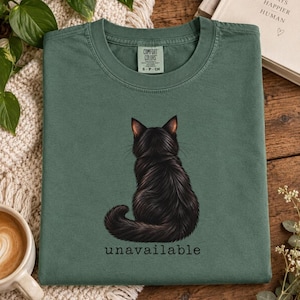 Camiseta de gato no disponible, camiseta de humor de educación especial ABA, Comfort Colors 100 % algodón teñido en prenda