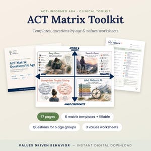 ACT Matrix Toolkit voor therapie: sjablonen en waardenwerkbladen voor therapeuten