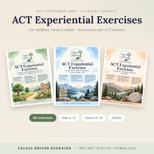 ACT-therapieactiviteitenpakket, PDF-oefeningen voor kinderen, tieners en volwassenen