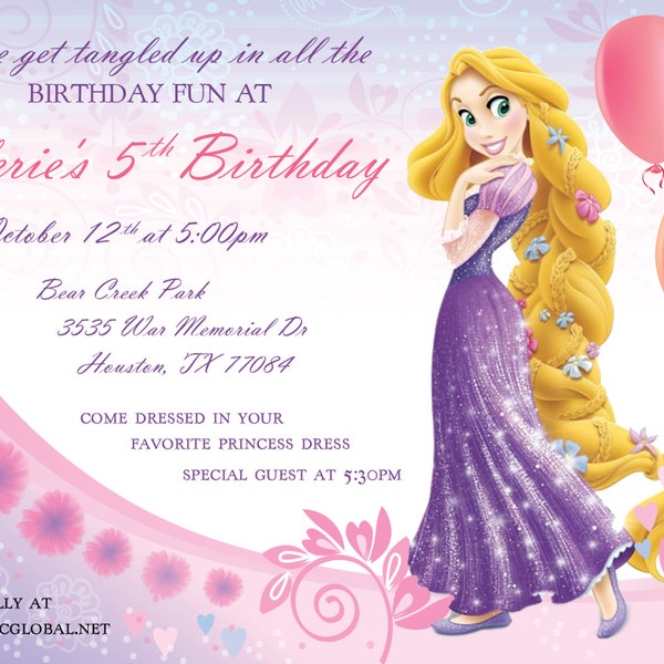 Invitation d’anniversaire de Raiponce