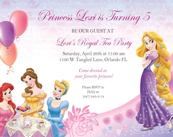 Invitation d’anniversaire imprimable Princess Tea Party avec Raiponce