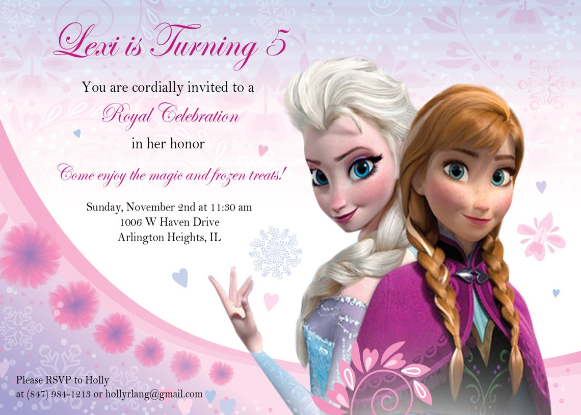 Disney Frozen Invitation Princesses Elsa & Anna Invites Etsy