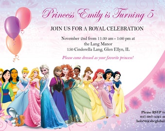 Disney Princesses Invite Featuring Elsa and Anna (Frozen)