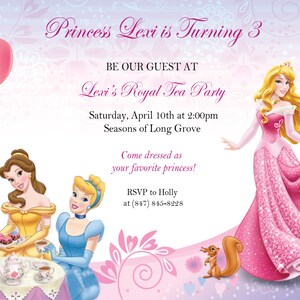 Printable Princess Tea Party Geburtstags-Einladung mit Dornröschen (Aurora)