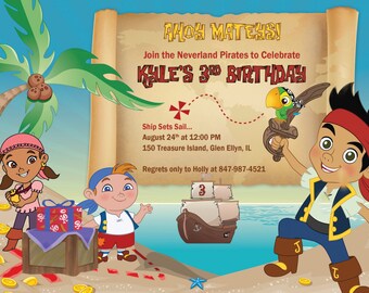 Invitación a Jake y los Piratas de Neverland Invitación - Etsy España