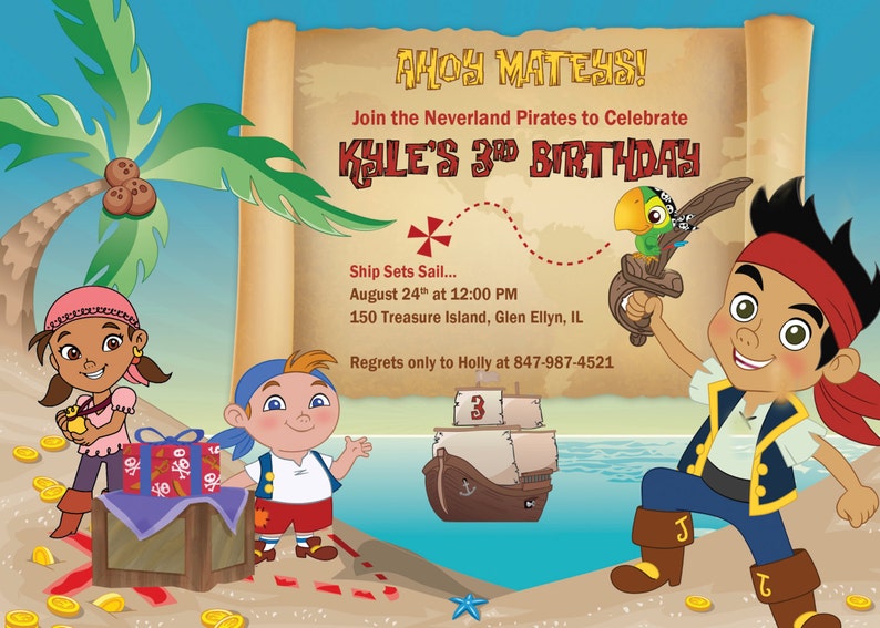 Jake and the Neverland Pirates Invitation Printable Birthday Party
