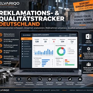 Complaint Management Excel Template | Quality Management (QM) Tracker | Track Complaints & Actions | Companies in Germany