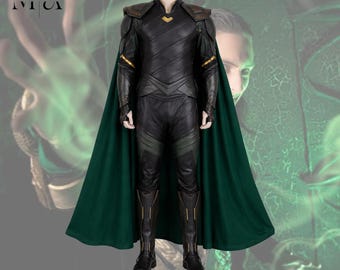 Costume di Loki / Armatura con mantello verde / Cosplay Marvel per uomo