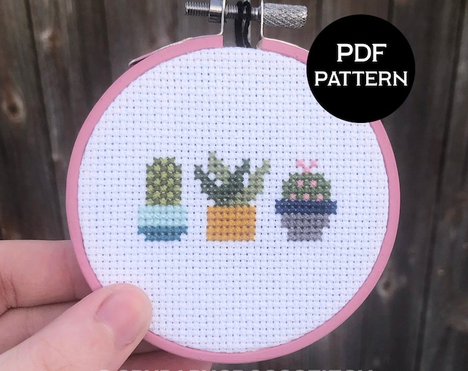 Succulents cross stitch PDF/pattern