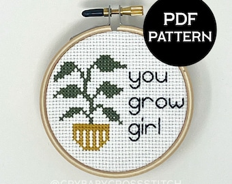 You Grow Girl cross stitch PDF/pattern