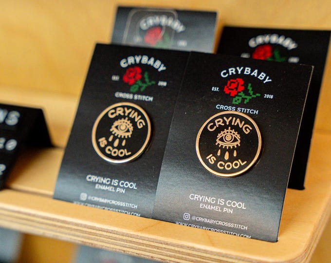 Crying is Cool enamel pin