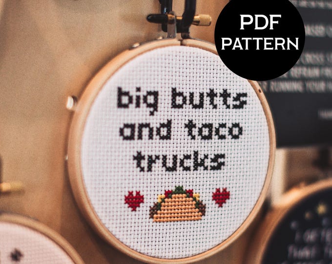 Big Butts and Taco Trucks cross stitch PDF/pattern